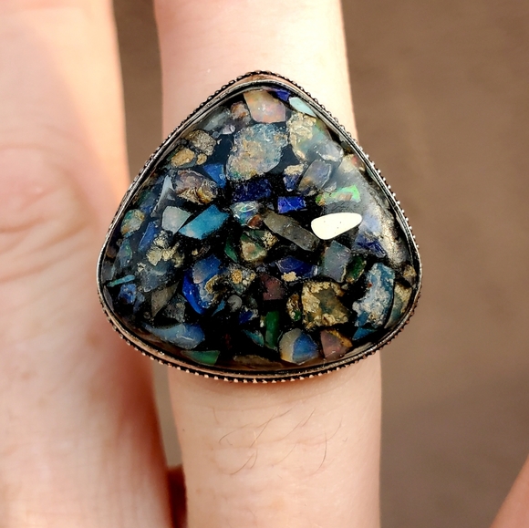 New Copper Ethiopian Opal 925 Silver Ring. - Picture 2 of 16